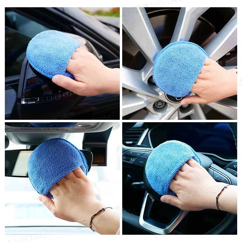 SEAMETAL 5/10Pcs Car Polishing Sponge Pad Microfiber Car Detailing Wax Applicator Pad with Finger Pocket Auto Care Polish Sponge image 6