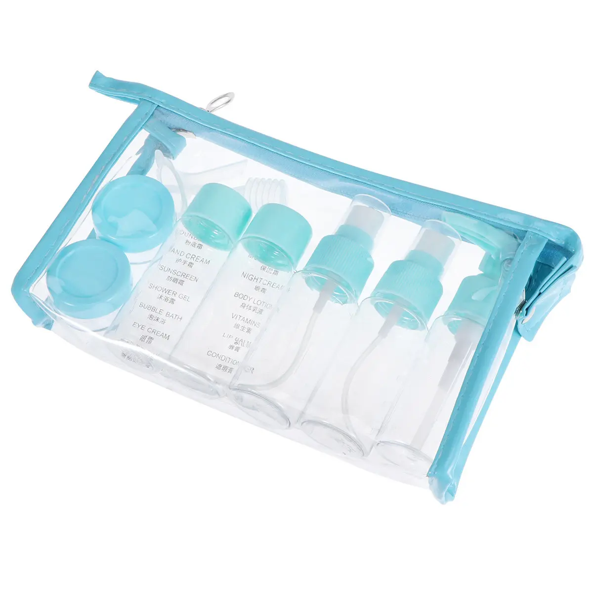 Toiletry Bottles Empty for Shampoo Containers Traveling Foundation Make up Sample Leakproof Blue Toiletries Small