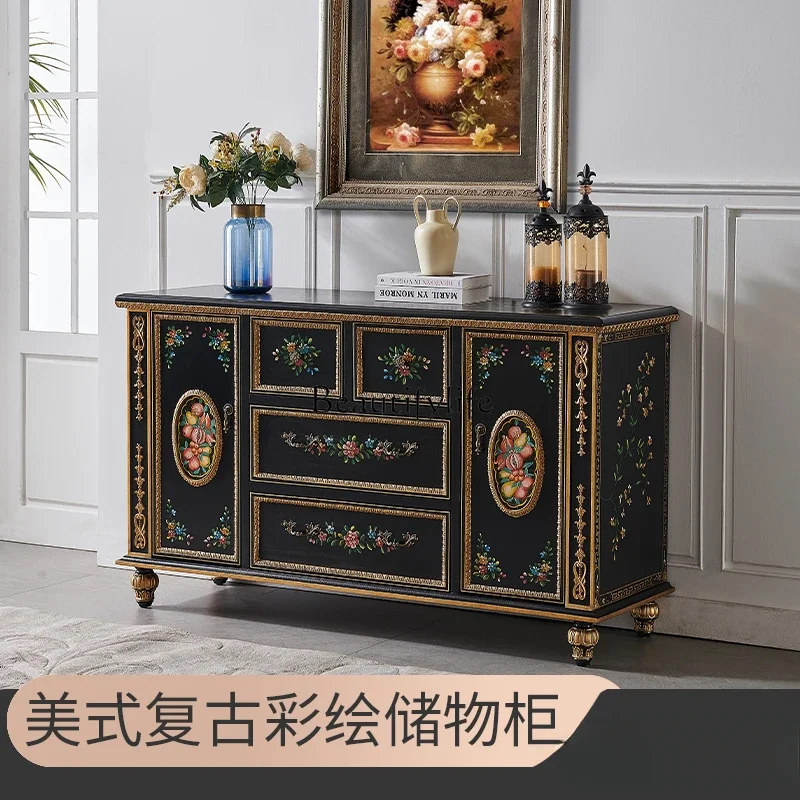 FG10French Spot หรูหรามือทาสีทองฟอยล์ Entrance ตู้ยุโรปไม้ Birch เฟอร์นิเจอร์ Locker