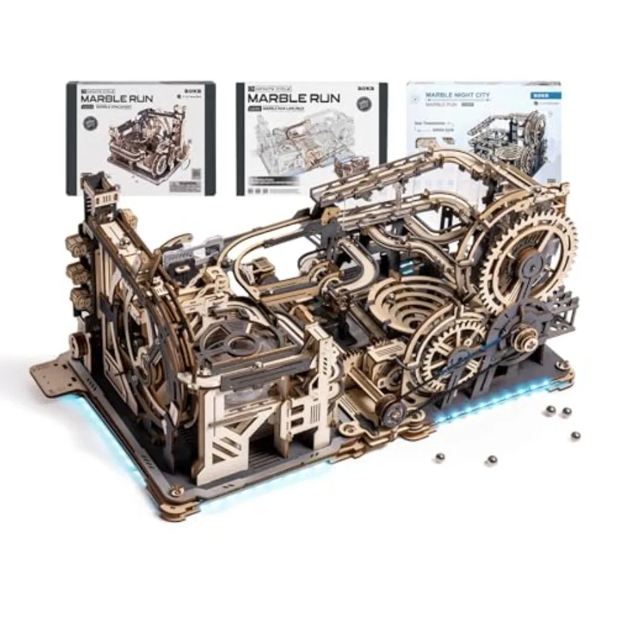 

3 in 1 Electric Wooden Marble Run, 3D Puzzles for Adults, Wood Model Building Toy Kits, Ideal Gift for Boys and Men