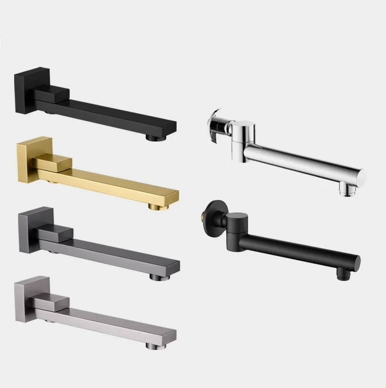 Настенный смеситель для душа, излив, хромированная медь, круглый квадратный вращающийся смеситель для душа в ванной комнате, аксессуары 304 SUS