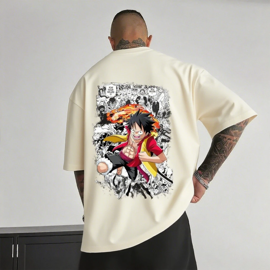 Camiseta de Anime para hombre, ropa informal de algodón de Luffy de una pieza, camiseta gráfica de manga corta, Tops informales de verano, ropa Y2k de moda Bandai