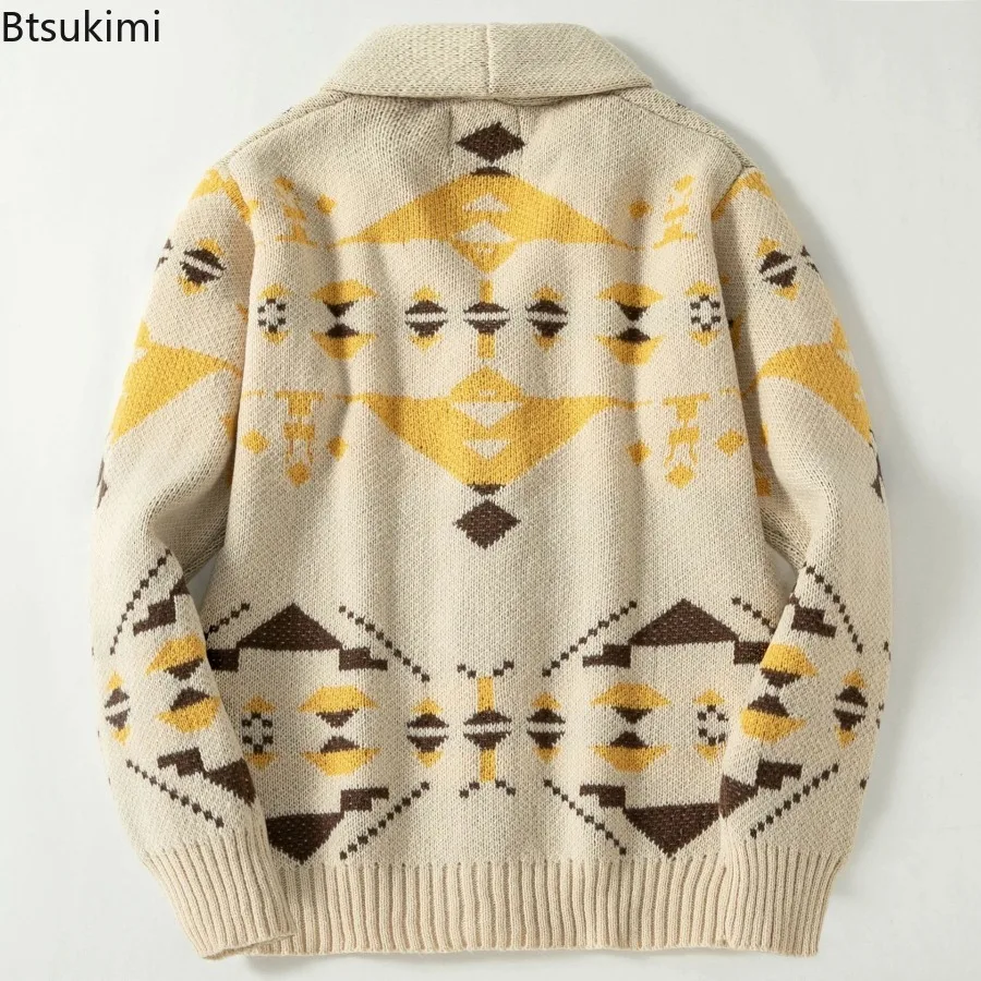 2026 Men\'s Thick Warm Cardigan Sweaters Oversized Harajuku Cartoon Knitted Sweater Pullover Male Streetwear Knitwear Men Tops