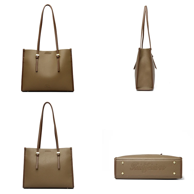 Solid Color Simple Large Capacity Women\'s Tote Bags High Quality Soft Leather Female Handbag Luxury Trendy Women Shoulder Bag