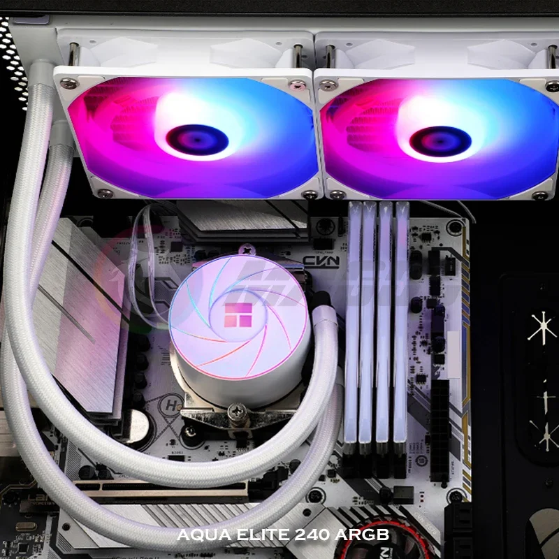 Tlright White Water Cooler 120mm ARhermaGB Fan AQUA ELITE 240 AIO CPU Liquid Cooling Integrated Water-cooled LGA1700 115X AMD