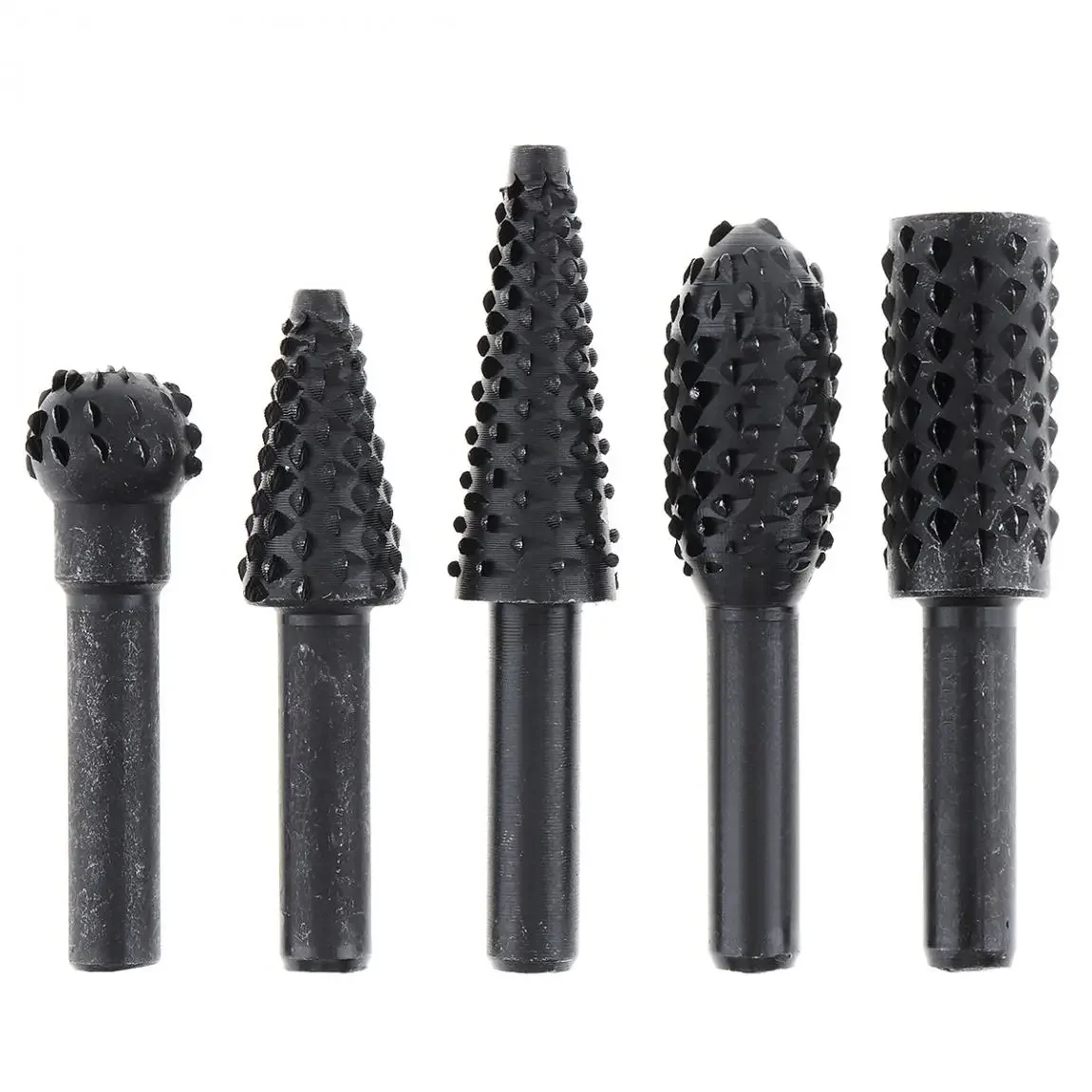 5Pcs Black Rotary File Woodworking Wolf Tooth Stick DIY Electric Grinding Head Tool for Abrasive Tools - Wood Carving Accessory