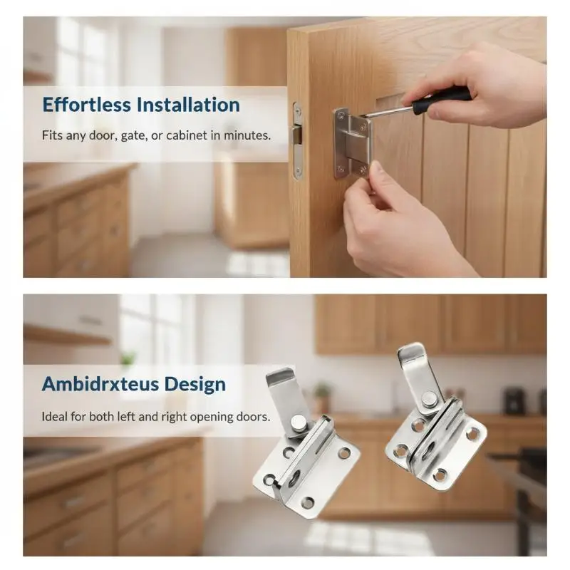 Flip Slide Bolt Latch Safety Gate Door Lock Catch Easy Install Stainless Steel Latch for Patio Cabinet Garden Yard Fence