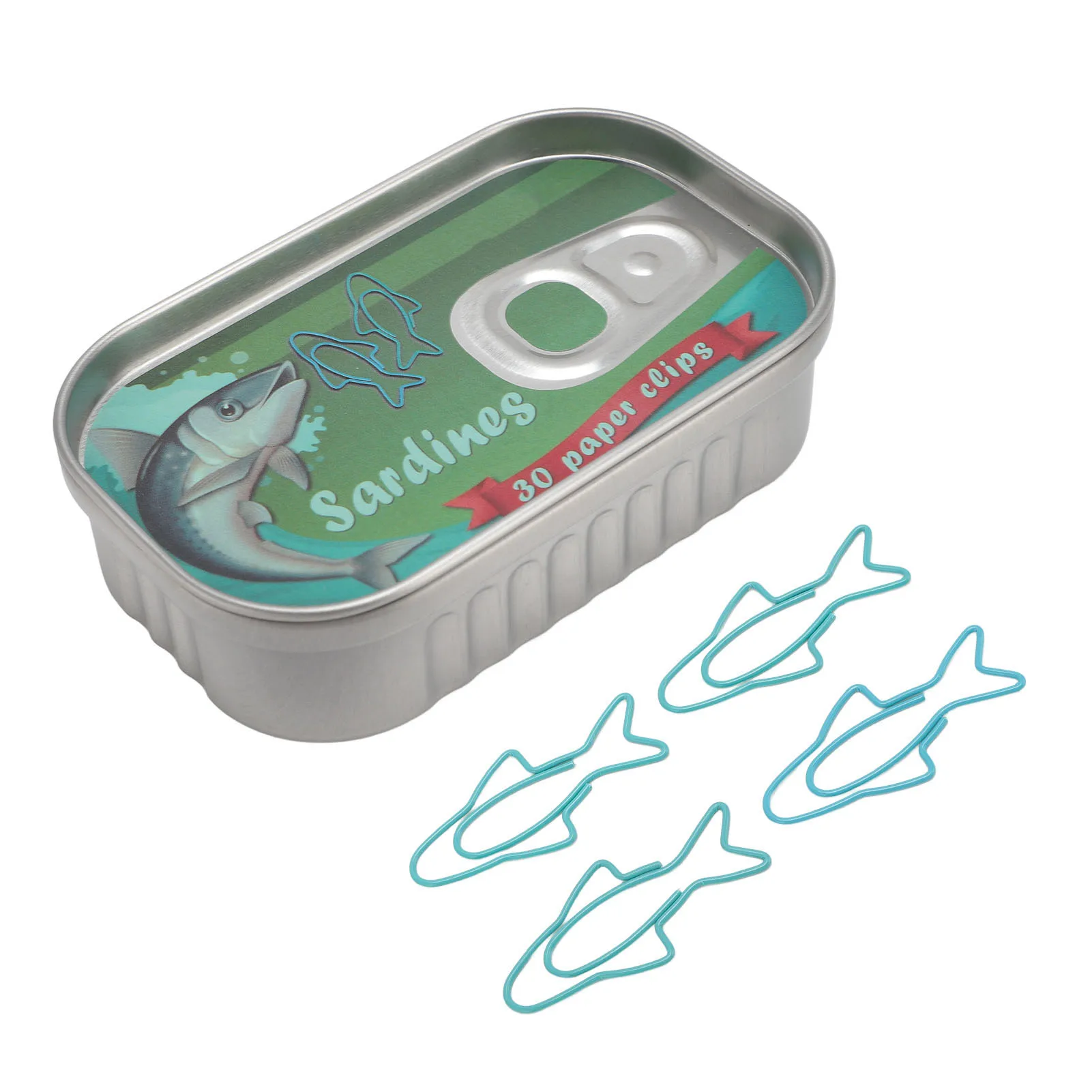 30Pcs Gifts Decorative Fish Shaped Paper Clips Metal With Tin Storage Box Bookmark Clips Mixed Memo Clips Office Stationery