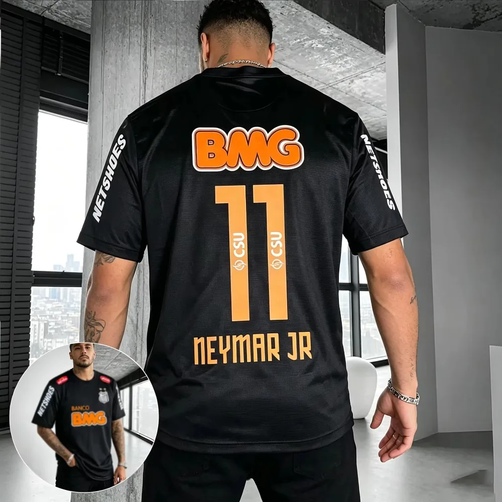 2026 Retro Neymar Football Graphic T-shirt, Short Sleeve Streetwear Top, Trendy Sports Tee for Adults and Kids Daily Casual Look