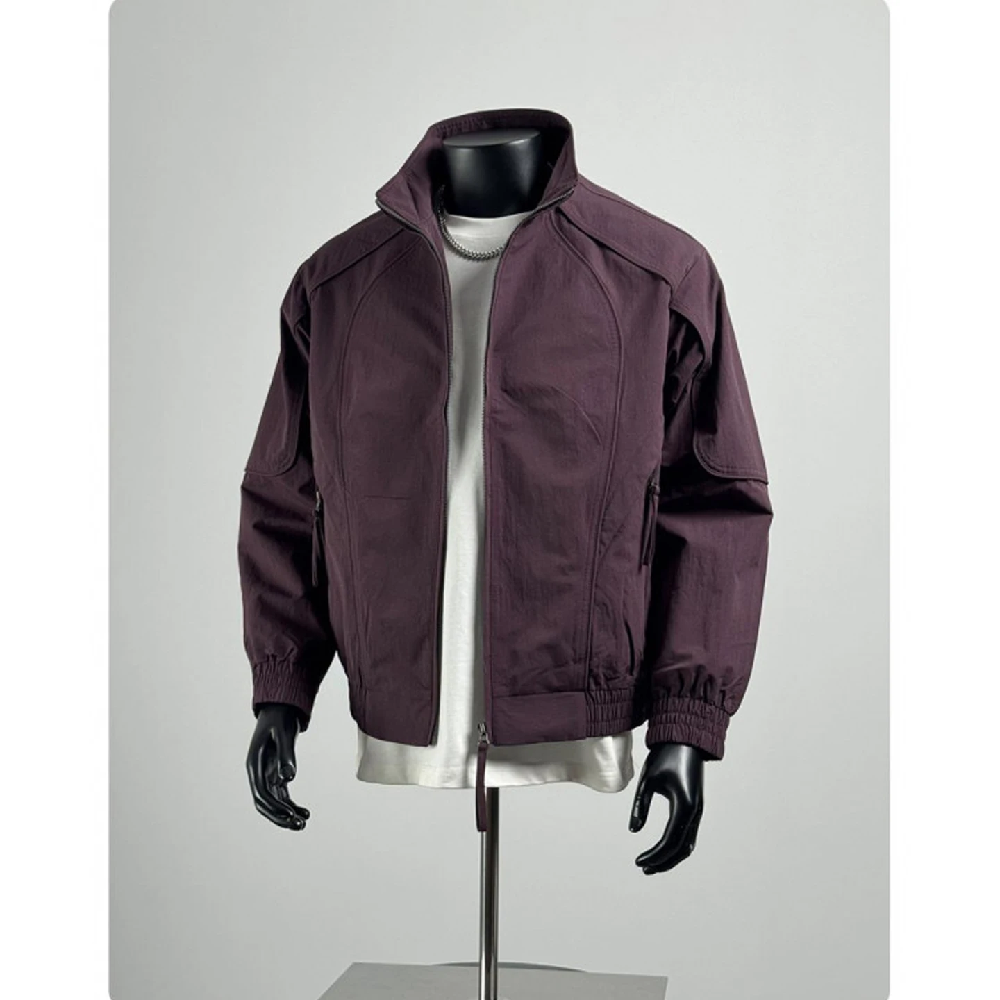 Cleanfit Deconstructed Stand Collar Flight Jacket Men's American Boxy Shape Shoulder Outerwear Short Ball Game Coat