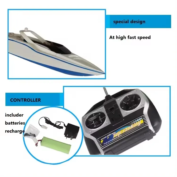 74CM Remote Control Boat 20KM/H High Speed Remote Control Boat Full Proportional 2.4Ghz Speed Boat Summer Toy Gift for Boys