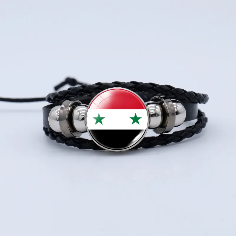 Love Syrian Arab Republic Bracelet Vintage Handmade Retro Syria Arabic Pu Leather Bracelets For Women And Men Gifts