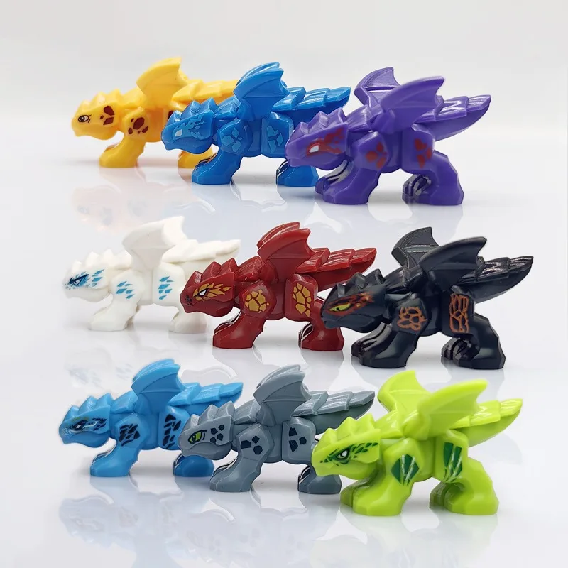 Blocos de Montar Dragão Voador Mini Multicolorido, Figuras DIY para Montar, Modelo de Dragão Colecionável, Brinquedo de Construção, Presente