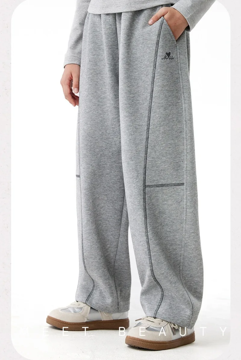 UNITIM 2026 Herbst 4-16 Jahre Mädchen Sporthose Lose Kinder Mädchen Gerade Hose Elastischer Bund Junge Teenager Mädchen Jogginghose – Detail 11