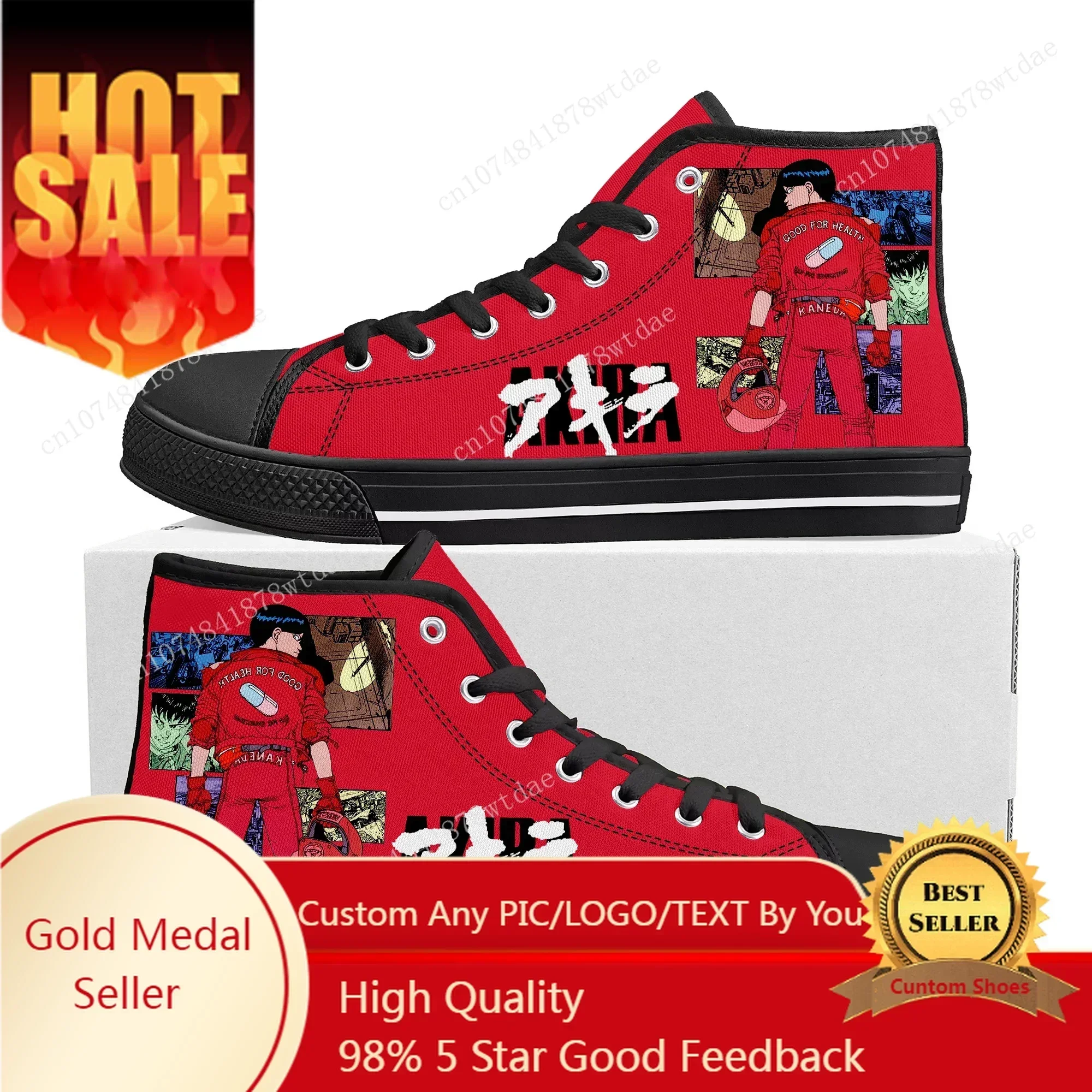 Akira Synthwave High Top Sneakers Mens Womens High Quality Canvas Sneaker Anime Cartoon Casual Custom Made Shoes