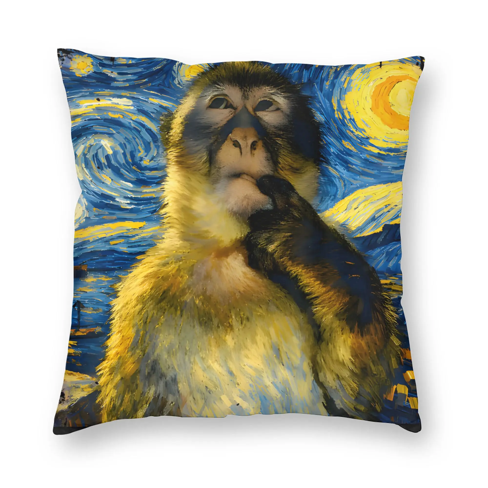 Thinking Monkey Meme Pillowcase Soft Polyester Cushion Cover Decorations  Throw Pillow Case Cover Bed Zippered 40*40cm