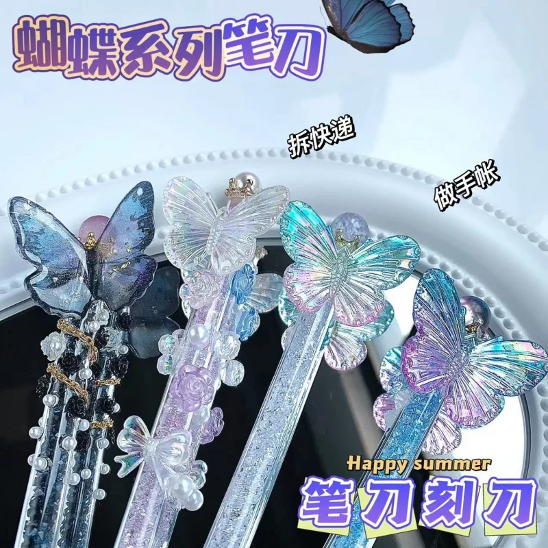 

Best Butterfly Series Pen Knife CreativediyStudent Handicraft Tools Journal Carving Knife Paper Cutting Unboxing Utility Knife O