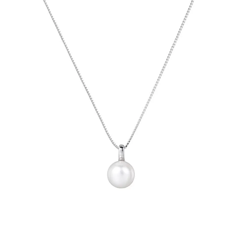 925 Sterling Silver 6mm 8mm Freshwater Pearl Pendant Necklace for Women Charm Clavicle Chain for Girls Jewelry Party Gift