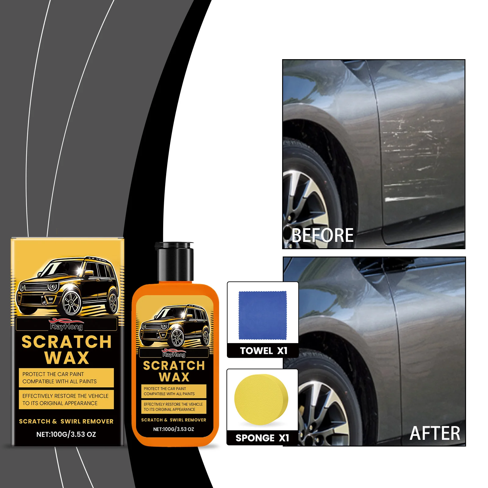 

Средство для удаления автомобильных царапин Крем для ухода за автомобильными царапинами Быстрое средство для удаления царапин Чистое и простое в использовании