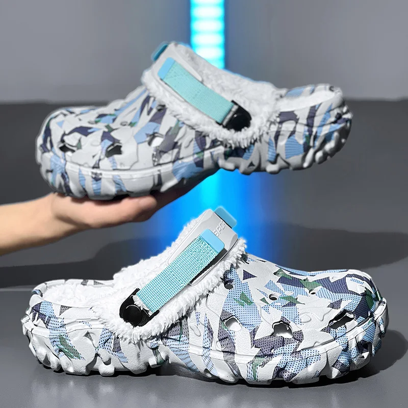 Neue Herren-Winterhausschuhe, bequeme warme Hausschuhe, abnehmbare Sommersandalen, lässige rutschfeste Plüsch-Fellhausschuhe für Herren – Detail 6