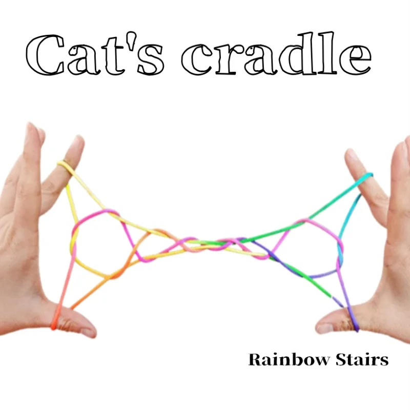 Fun Cat Cradle Finger Games 10Pcs Rainbow Color Classic Rope Threading Hand String Puzzle Creative Party Favors Gifts for Adults