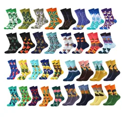 Fashion Weather Fruit Leaf Oil Painting Series Men's Mid tube Tidal Socks Tidal Brand Spring and Autumn Cotton Socks