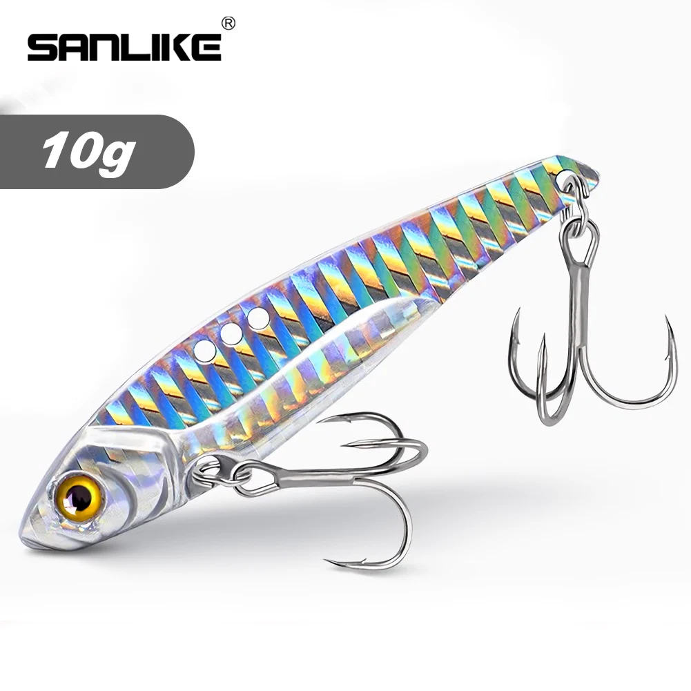 

SANLIKE 10g 5.8cm Metal Jig Lead Bait with 2 Hooks, Sharp and Strong Triple Hooks Full Swimming False Bait Tackle