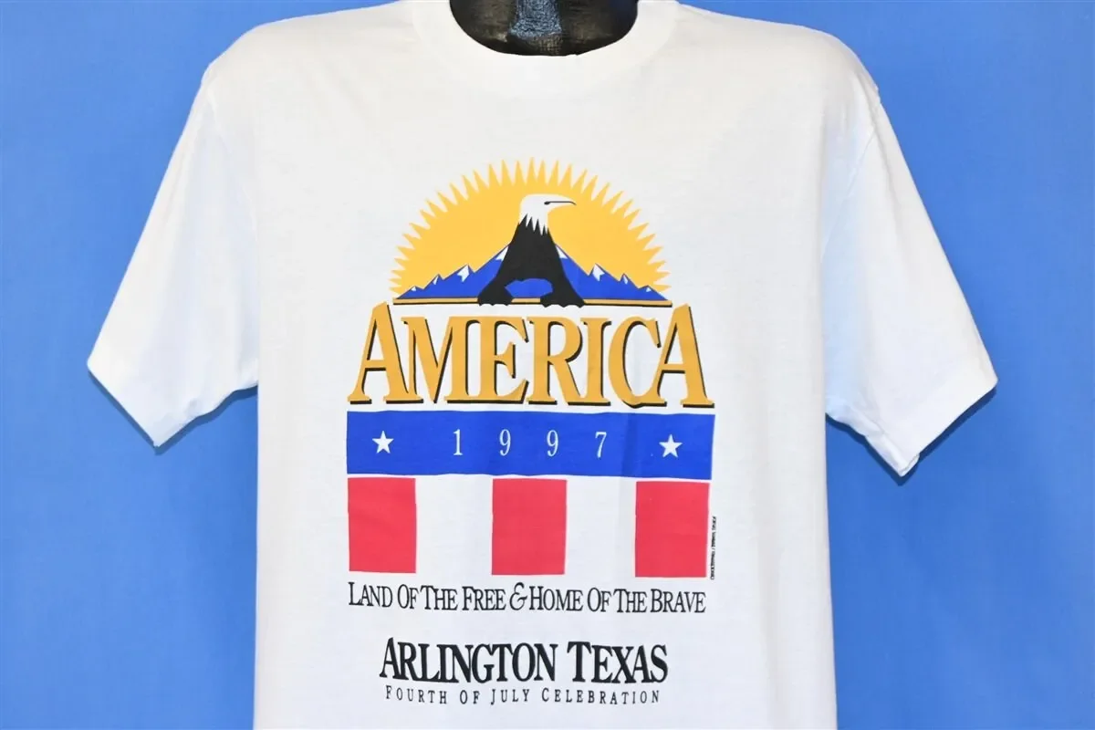 90s America Bald Eagle Arlington Texas 4th Of July T Shirt Medium