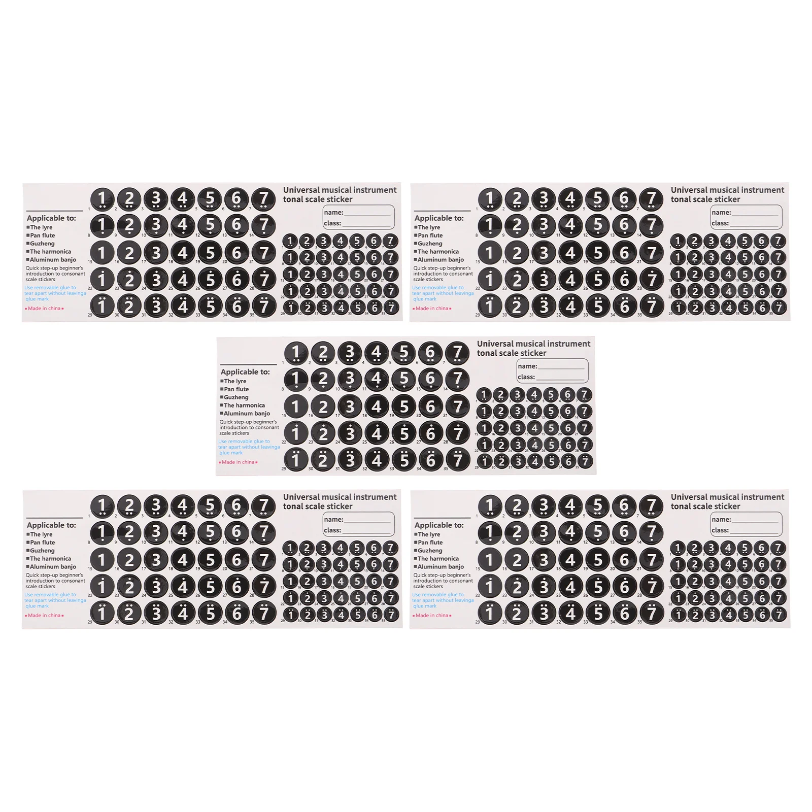 

5pcs Pan Flute Stickers 18/16 Tube Note Decals For Beginners Finger Chart Music Practice Labels Instrument Accessories