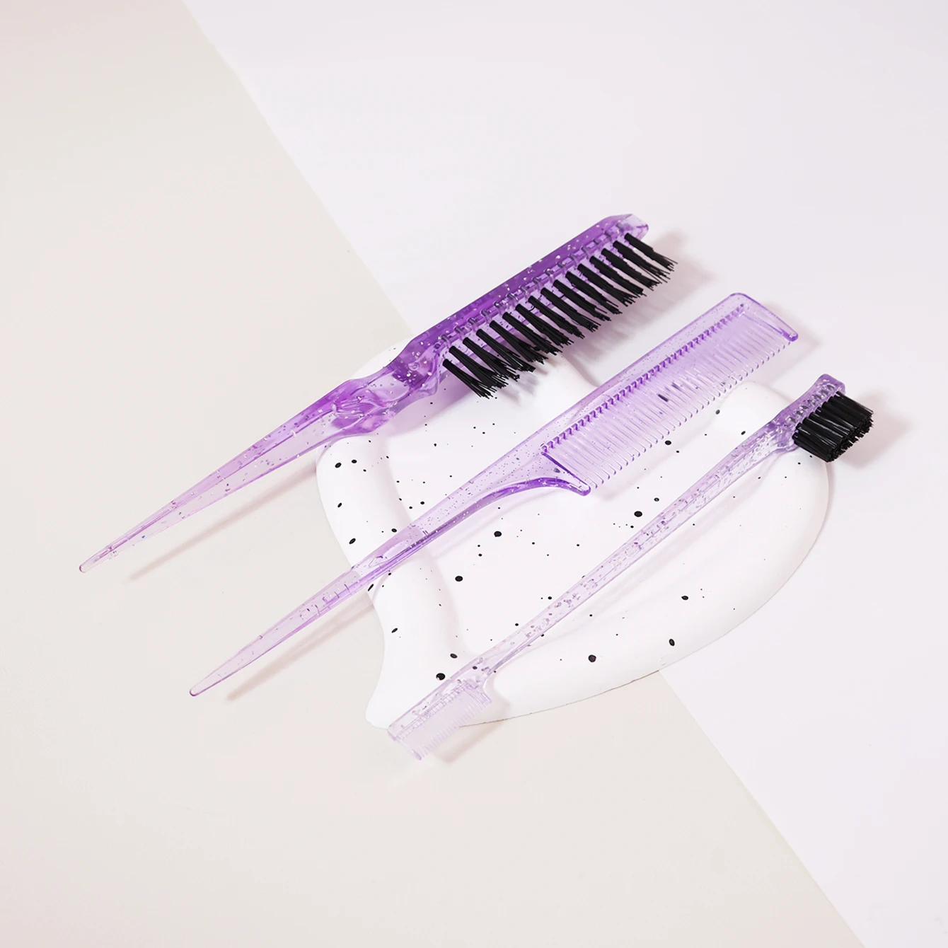 3Pc Hair Brush&Comb Set, Edge Control Brush, Tear Comb Eyebrow Brush,Teasing Comb，Male and Female Hair，Special for real hair wig