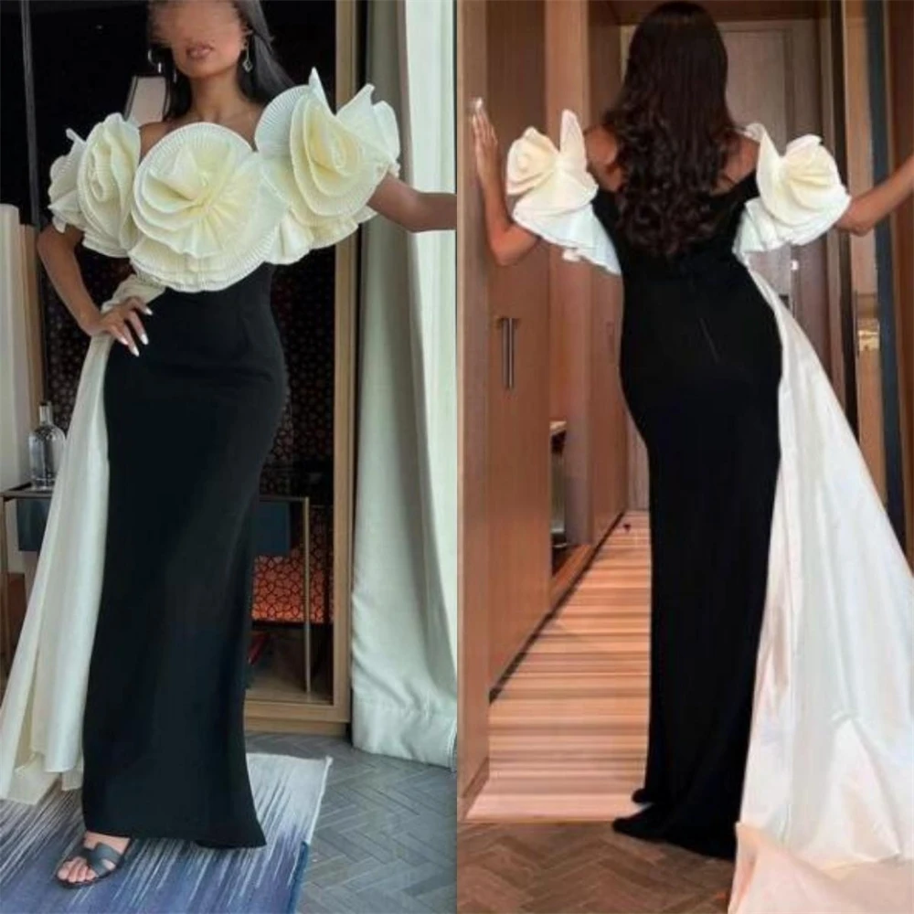 Customized  Elegant Off-the-shoulder Sheath Cocktail  Flowers Hugging  S Occasion Evening Gown vestido formatura جديد في فس