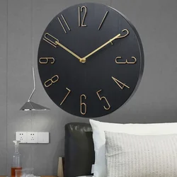 8 Inch Wall Clock Black Battery Operated Silent Non Ticking Simple Minimalist Rose Gold Numbers Clock Decorative Wall Clock