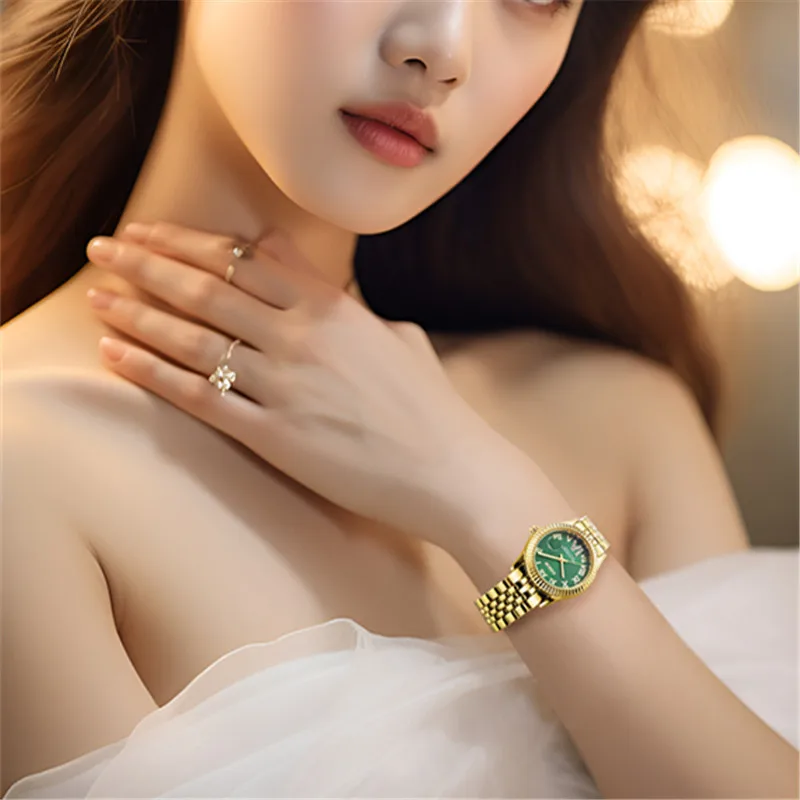 Relogios Feminino Fashions Women XINEW Brand Watches Girls Fashion Casual Alloy Band Calendar Quartz Watch Golden Reloj Mujer