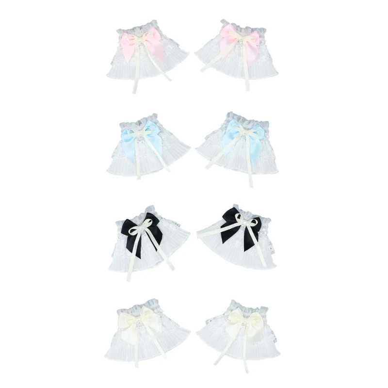 Cosplay Maid Elastic Decorative Cuffs Detachable Cuffs with Bowknot for Girls