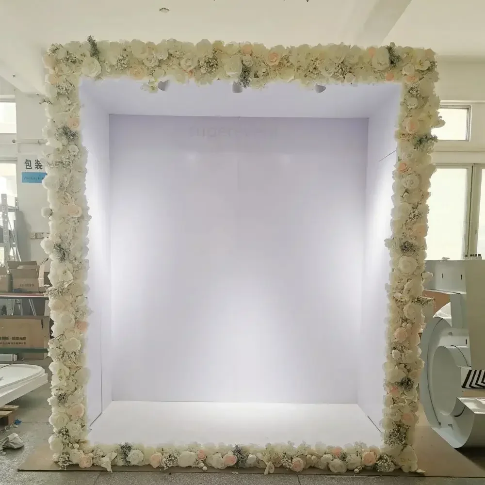 

Weddings Party Photography Background PVC Magazine Photo Booth Box Advertising Trade Show vogue Photo Booth Box with Flowers