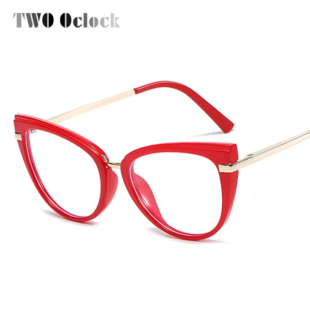 Trendy Women's Eyeglasses with Frame Computer Goggles Anti Blue Light Coating Glasses Red 0 Diopter Myopia oculos grau feminino