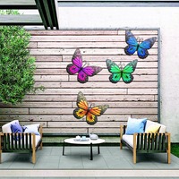 Creative Yard Decoration Butterfly Metal Art Sculpture Home Vintage Iron Art Owl Outdoor Garden Fence Decor