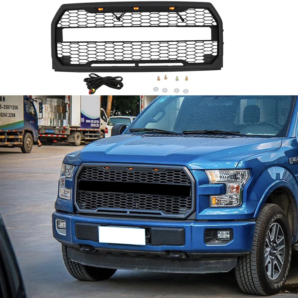 

Modified For F-150 Grill Mesh Raptor Style For F150 2015 2016 2017 Front Bumper Upper Racing Grill Grills Front Bumper Grilles