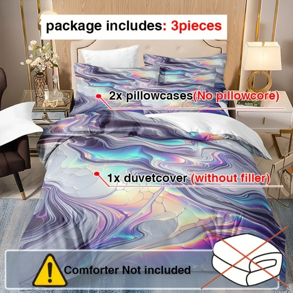 3pcs Purple Bedding Set Dreamy Gilded Gold 3D Print Cozy Duvet Cover Set King Queen Twin Single Size Birthday Gift Bedroom Decor