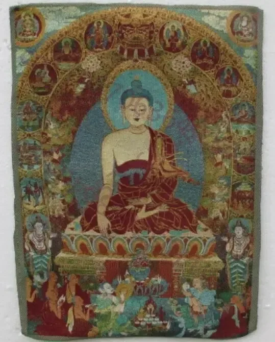 Golden silk embroidery thangka exorcism guanyin Buddha in Tibet and Nepal/1