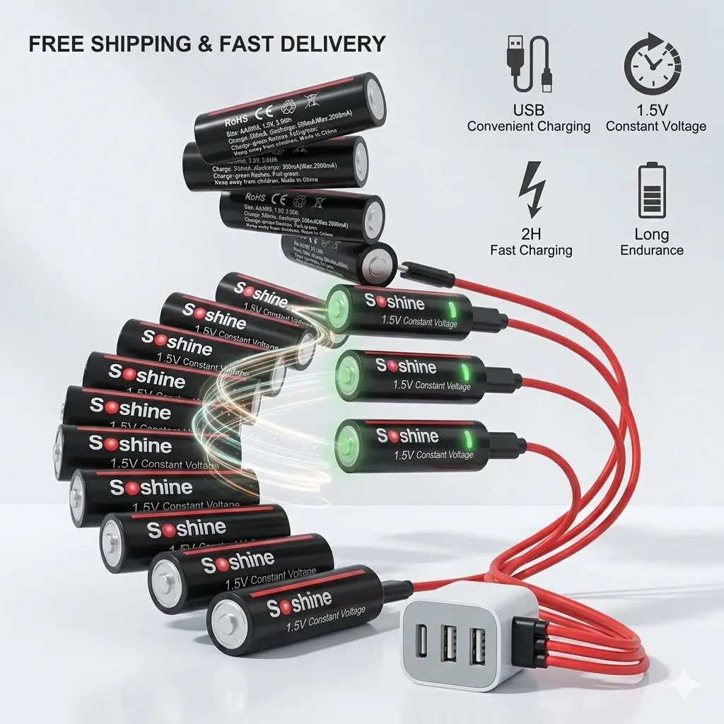 

3500mWh 1.5V AA Original Lithium-ion Rechargeable Battery USB With Data Cable For Toys Camera Mouse Keypad