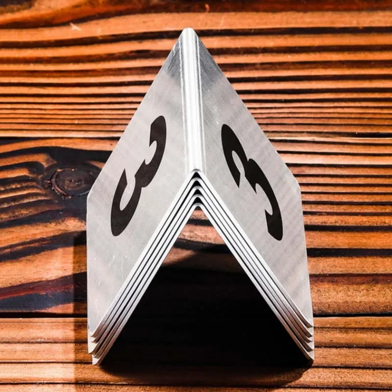 5 قطعة مزدوجة الجانبين الفولاذ المقاوم للصدأ الجدول أرقام 1-25 علامات لوحات مطعم مقهى بار مكان الجدول ماركر مكتب حاملي بطاقات أرقام