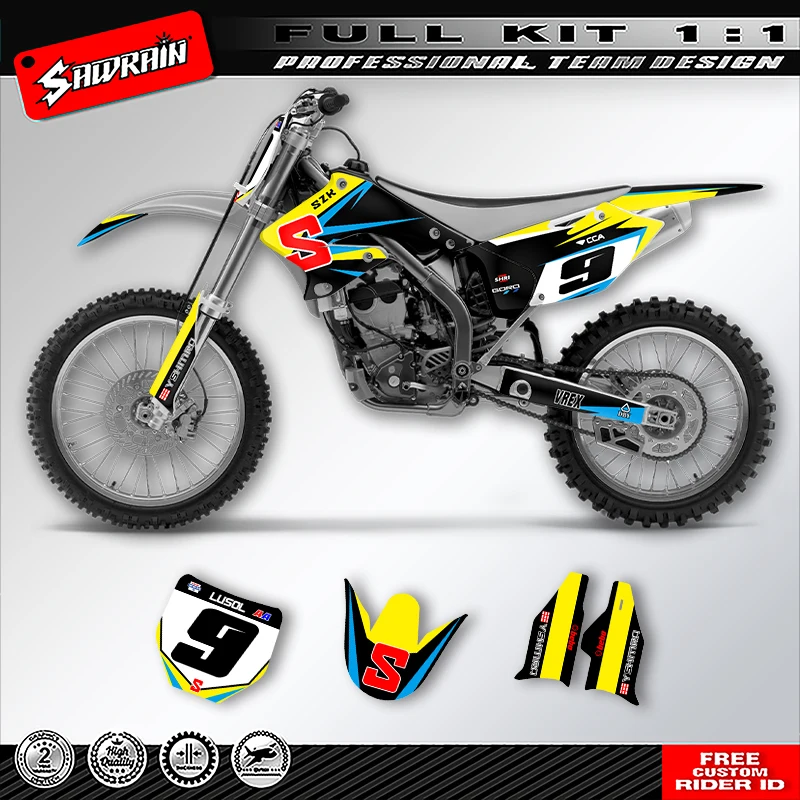 

Sawrain Motorcycle Sticker Custom Team Graphics Decals Kit For SUZUKI RMZ250 2004 2005 2006 07
