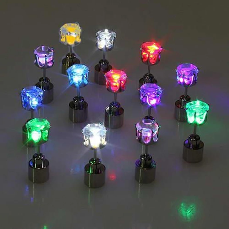 Korean Crown Glow Ear Stud Exquisite LED Blinking Earring Stud Earring Decor for Nightclub Friend Gathering Happy DropShip