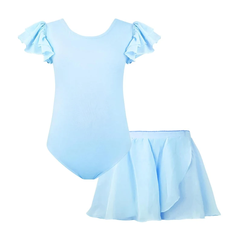 Leotardos de Ballet para niñas, vestido de Ballet de manga corta, Falda de baile extraíble, disfraz de bailarina para niños pequeños, vestido de baile con espalda hueca