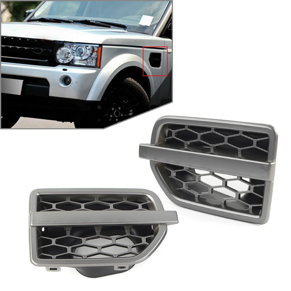 2Pcs Car Front Grille Air Intake Fender Vent Grill Gray ABS For Land Rover Discovery 4 LR4 2010 2011 2012 2013 2014 2015 2016