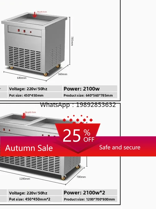 

Thick-cut Fried Yogurt Machine Commercial Fried Ice Machine Fully Automatic Yogurt Block