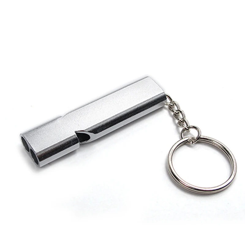 Portable Aluminum Safety Whistle For Outdoor Hiking Camping Survival Emergency Keychain Multi Tool Dual-tube Survival Whistle