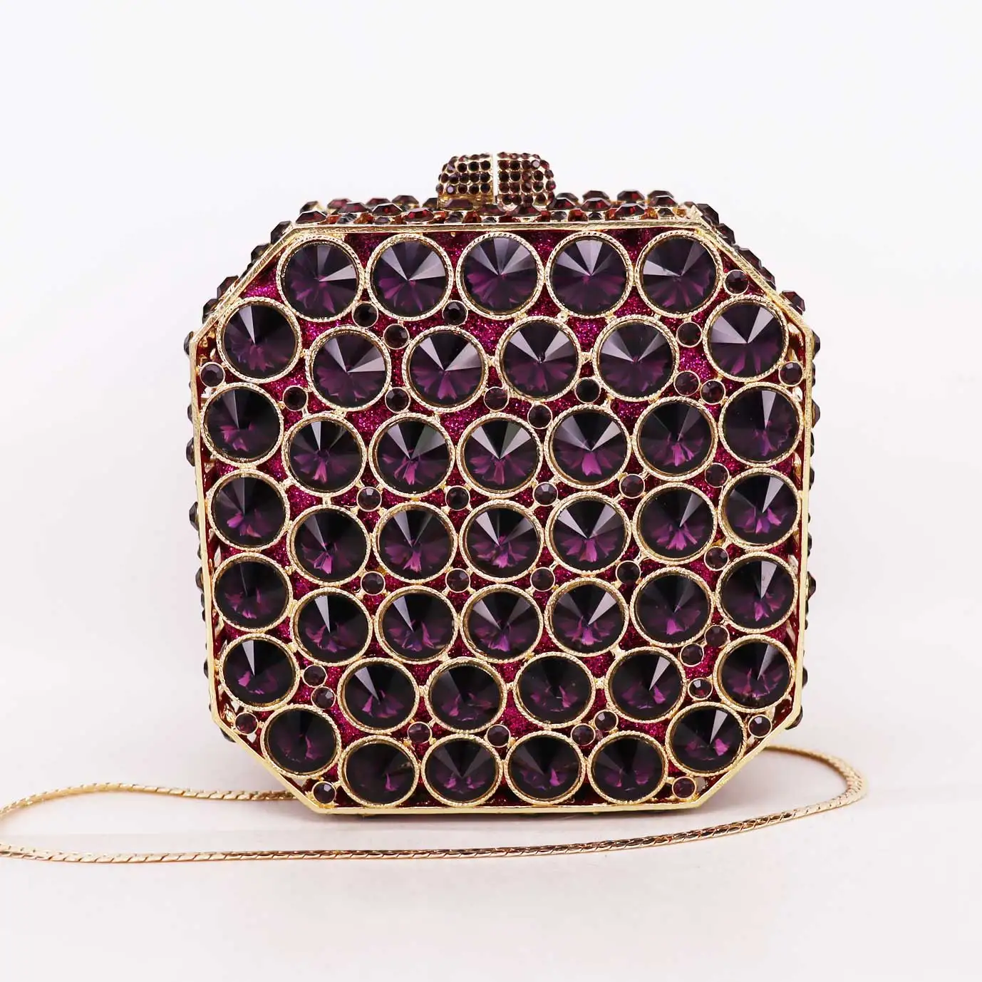 Newest Pink Purse Luxury Crystal Evening Bags Metal Handcraft Clutch Bags with Chain Lovely Handbags female banquet Pouch sm216