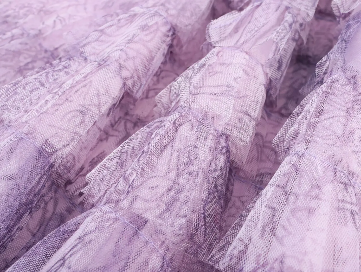PB&ZA2025 Summer New High Waist Retro Tie Dyeing Mesh Gradient Printed Multi Layer Cake Skirt